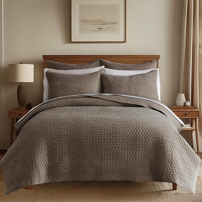Levtex Home - Velvet Stitch Euro Shams Set of 2 (26x26in) - Cocoa, White - No Insert - Polyester