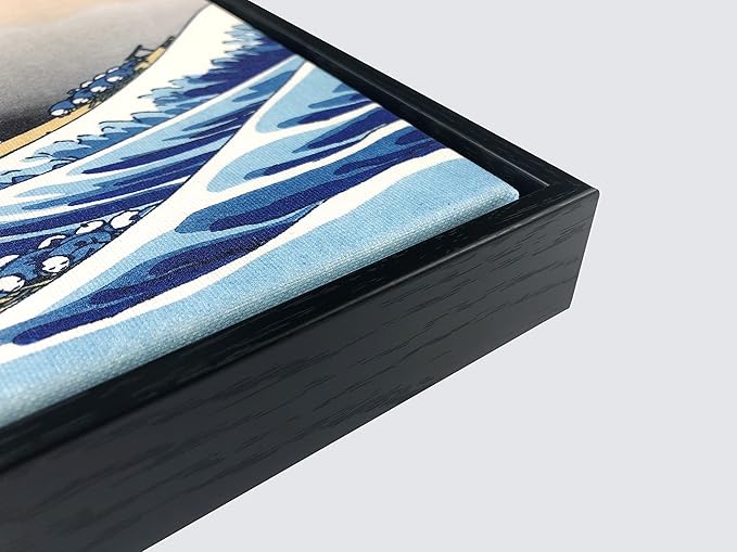 Wieco Art Extra Large Black Framed Art Great Wave of Kanagawa Katsushika Hokusai Canvas Prints Wall Art Abstract Seascape Paintings for Living Room Home Decorations