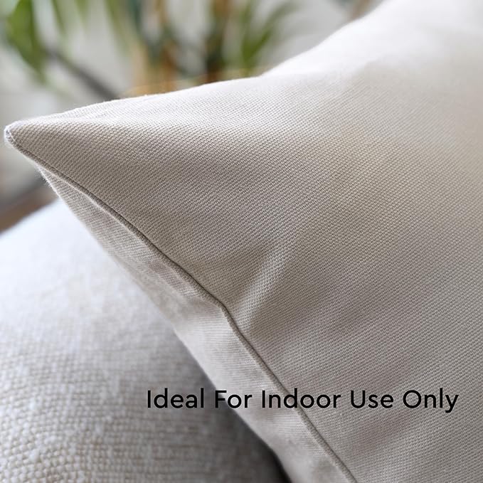 Encasa XO Throw Pillow Covers 18x18 in Set of 4 Light Grey | No Inserts | Cotton Pillow Covers for Living Room, Bed, Sofa, Couch | Decorative Cushion Covers with Improved Zipper