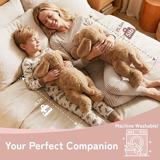 Niuniu Daddy 24 Inch 5 Pound Dog Weighted Stuffed Animal for Adults Kids, Soft Fur Plush Hugging Toy for Calming, Comfort, Great, Birthday Present for All Ages