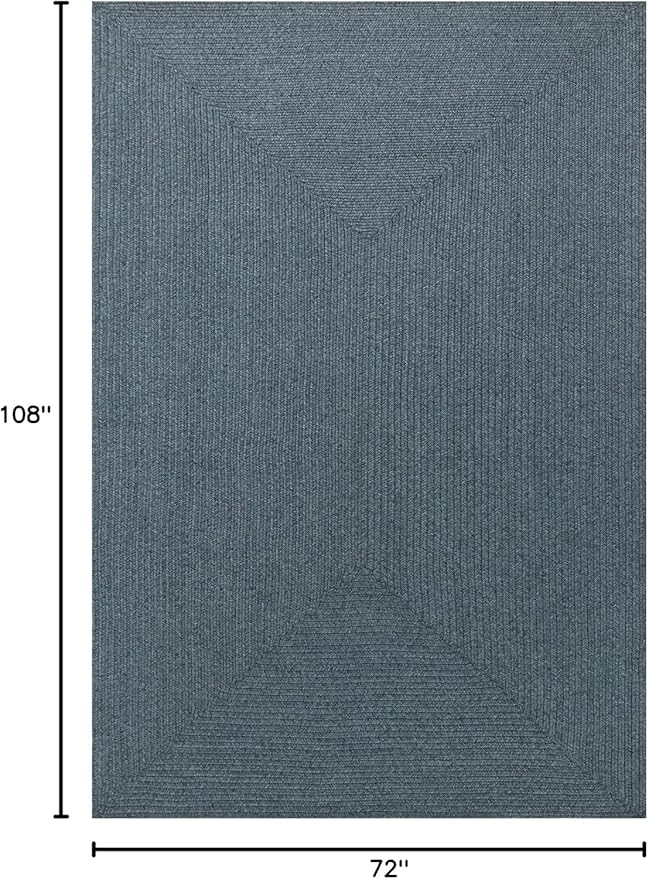 Superior Indoor Outdoor Area Rug, Handwoven Reversible Braided Home Decor for Living Room, Kitchen, Entryway, Patio, Front Porch, Deck, Modern, Boho, Farmhouse Style, 6' x 9', Lagoon Breeze