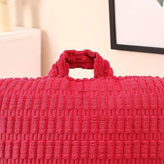 Large Reading Pillow for Sitting Up with Arms,Red Corduroy | Back Pillow for Adults Backrest,19" Sitting Pillow Supports Reading,Gaming & Relaxing in Bed,Couch,Floor Corners