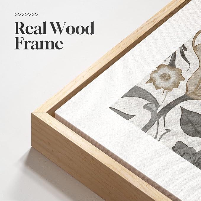 Framed Vintage William Morris Canvas Wall Art Set of 3, Large Neutral Floral Artwork Prints, Botanical Nature Aesthetic Wall Decor for Living Room, Bedroom, Hallway and Office, Total Size 30x60