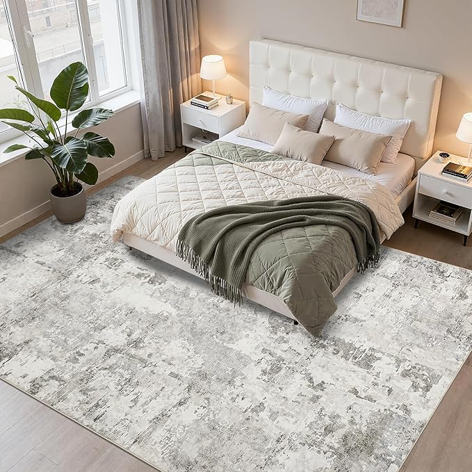 GarveeHome Large Area Rugs 10x14 for Living Room, Neutral Abstract Washable Rug Modern Non Slip Floor Mat Carpet Indoor Beige Accent Rug for Bedroom Dining Room Playroom Nursery Home Decor