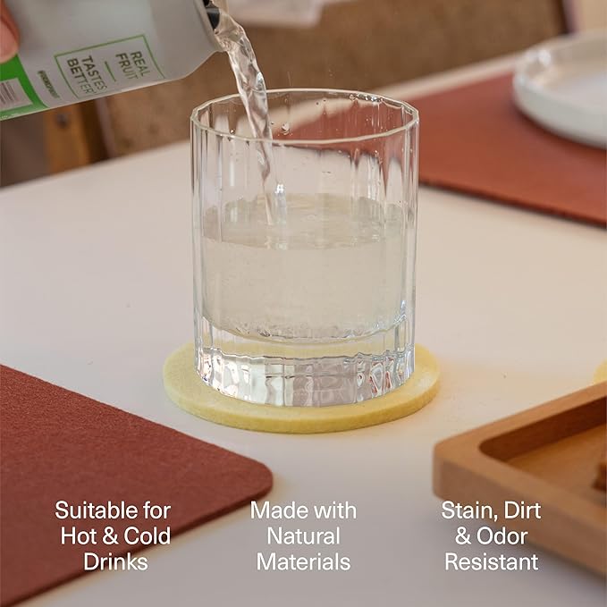 Graf Lantz - Bierfilzl Merino Wool Round Coasters Set of 4 - Granite (4" Circles) - Absorbs 30% of Weight - German Wool - Heat Resistant, Sustainable, & Reusable - Home Decor & Coffee Table Decor