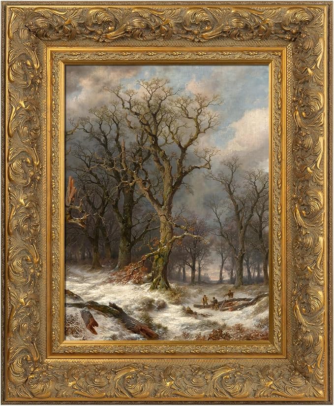 DIY Solid Wood Ornate Frame for 20x24 Vintage Oil Paintings, No Glass & Back, 3.7" Wide Traditional Canvas Frames for Art Lover Housewarming Birthday Wedding Grandparents Teacher Gift (Gold)