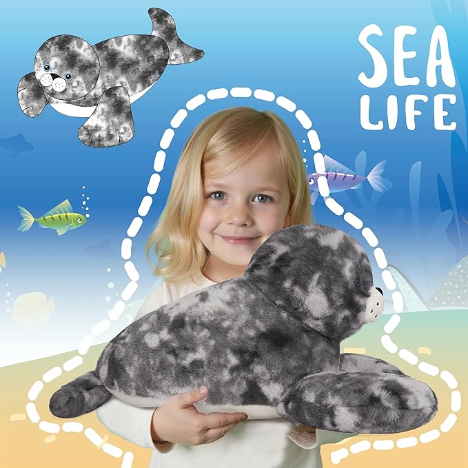 Niuniu Daddy 23" | 3.3 Pound Weighted Seal Plush for Kids Adults, Fat Large Seal Weighted Stuffed Animals, Chubby Body Pillow Plush Animal Toys for Sleeping for Presents Birthday Christmas Holiday