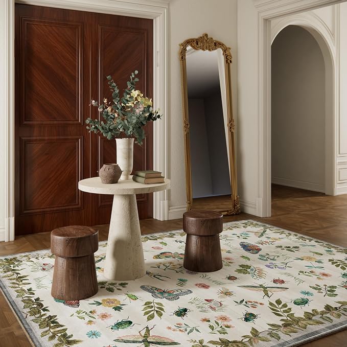 6x9 Area Rugs for Living Room: Washable Bedroom Rug Vintage Rugs Indoor Stain Resistant Non Slip Low Pile Soft Carpet for Kitchen Dining Room Farmhouse Nursery Kids Room