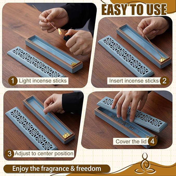 CEREMONY Incense Holder for Sticks，Ceramic Insence-Stick Holder Ash Catcher，Incense Holder Timkburner for Meditation Yoga Spa Room Decor