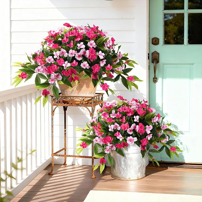 Hommyea Artificial Fake Hanging Flowers Plants Basket for Outdoors Outside Decoration UV Resistant Faux Silk Flowers Look Real Plastic Flowers for Spring Planters Home Porch Patio Garden Decor