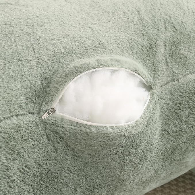 Soft Reading Pillow for Bed with Arms,Middle,Green,Faux Fur | 17" Backrest with Arms for Gaming & Lounging,Oeko-TEX Certified Plush Back Pillow for Teens Room