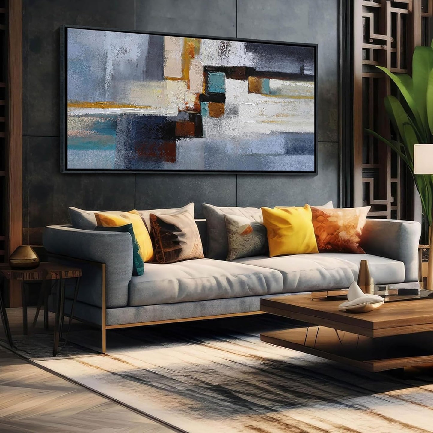 KLAKLA Large Canvas Wall Art - Modern Abstract Picture Artwork for Wall Black Frame Wall Art for Living Room Bedroom Office Painting Art