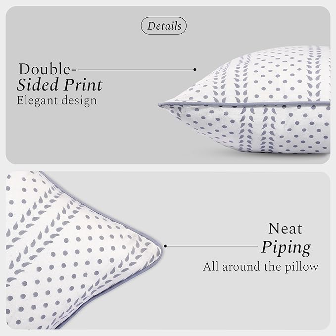 CPC 100% Cotton Throw Pillow Covers 24x24 Inch, Set of 2 Block Print Pattern Couch Pillow with Hidden Zipper, in Collabaration with Southern Source- Misty Grey Trelis