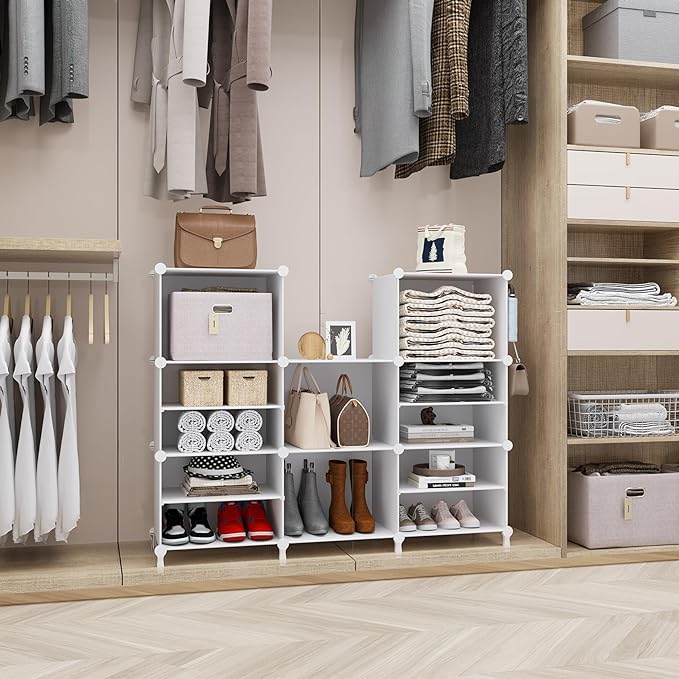 AWTATOS Closet Organizer 8 Cube Storage Shelves Closet Clothes Organizers and Storage Stackable Cubby Shelving for Closet Bedroom Living Room Office White