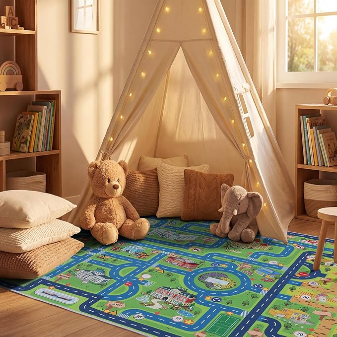 Esup 4'x6' Non-Slip Kids Rugs Perfect for Playrooms, Bedrooms, and Nurseries Educational Playground Mat- Extra Thick Safety Carpet, Indoor Outdoor Use, Easy Clean