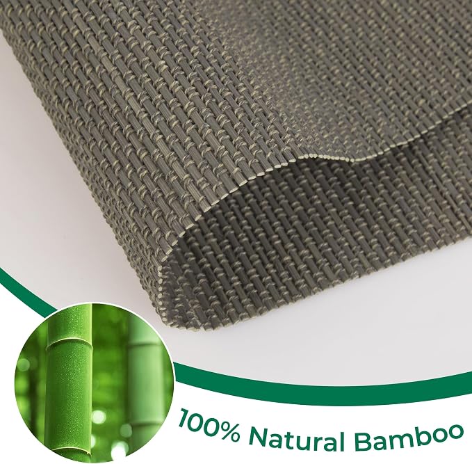Allesin zen No Drill Cordless Bamboo Roman Shades, Light Filtering 35" W x 64" H, Gray