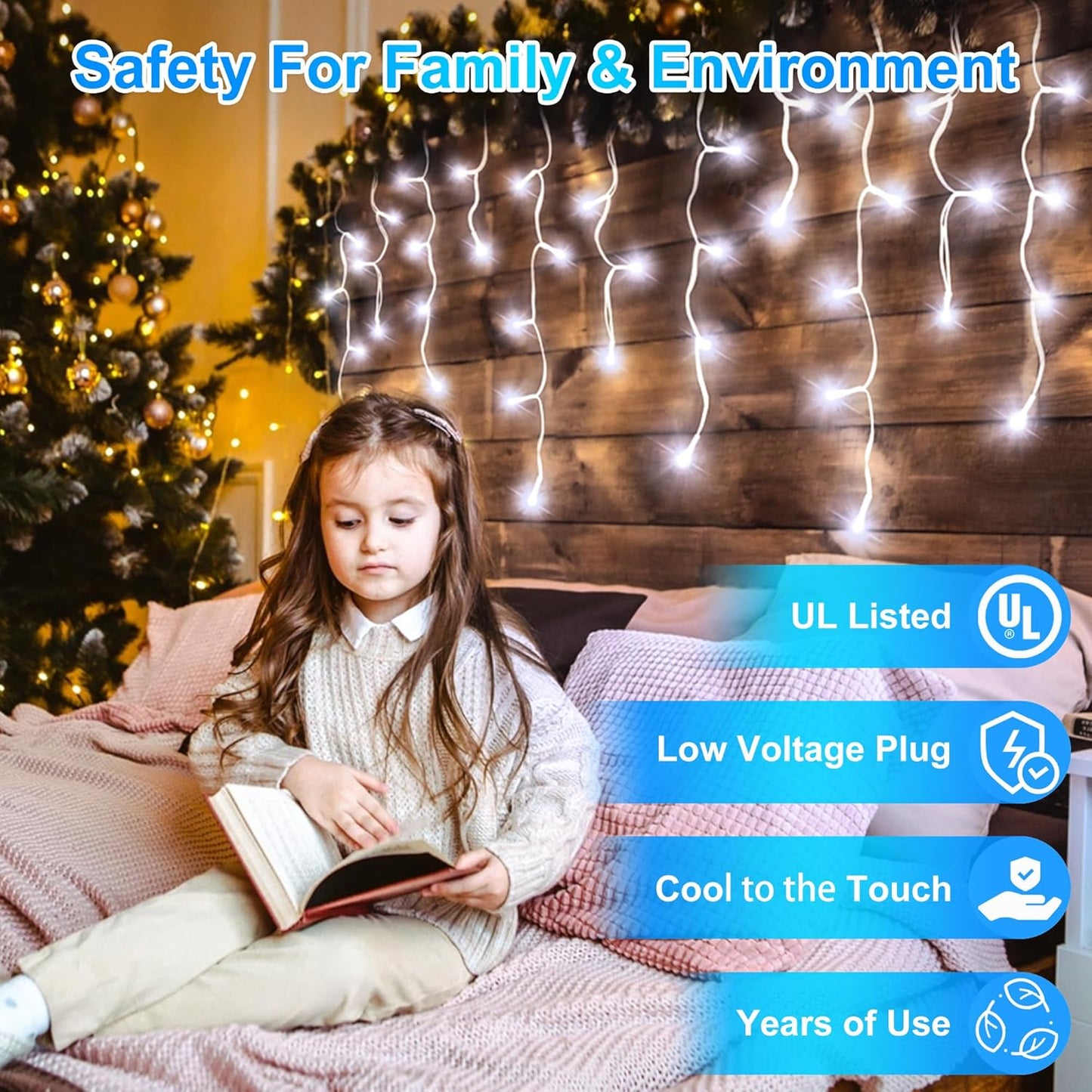 1620LED 164ft Christmas Lights, 360Drops 12 Modes Cool White Christmas String Lights Outdoor Dimmable, Waterproof Christmas Decoration Fairy Lights with Timer for Indoor Eaves Party Patio Window Fence