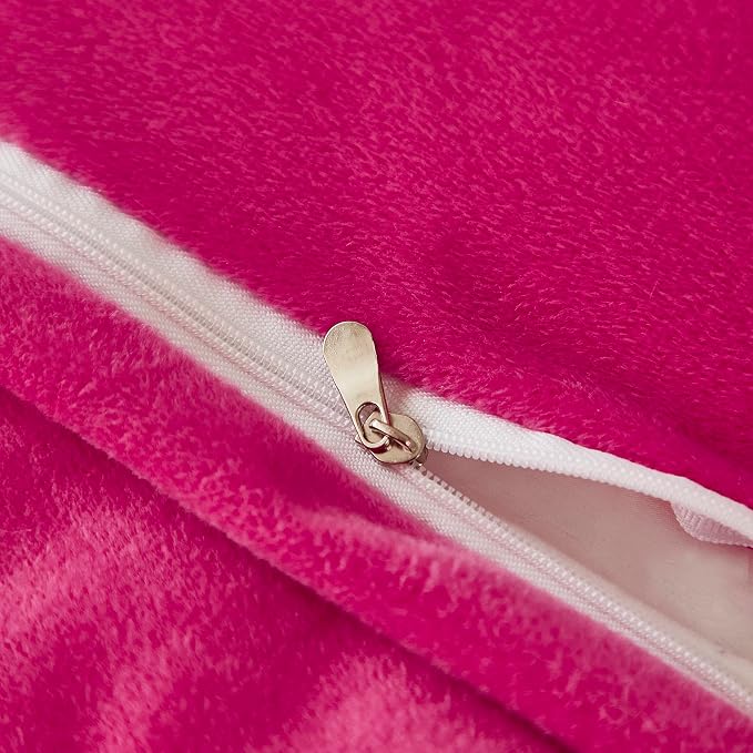 Faux Fur Velvet Fluffy Bedding Duvet Cover Set Down Comforter Quilt Cover with Pillow Shams, Ultra Soft Warm (Queen, Hot Pink)
