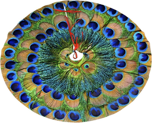 Christmas Tree Skirt,Peacock Feathers Circle Xmas Tree Skirt Rustic Farmhouse Tree Skirt for Christmas Decor Xmas Holiday Home Party Decorations30