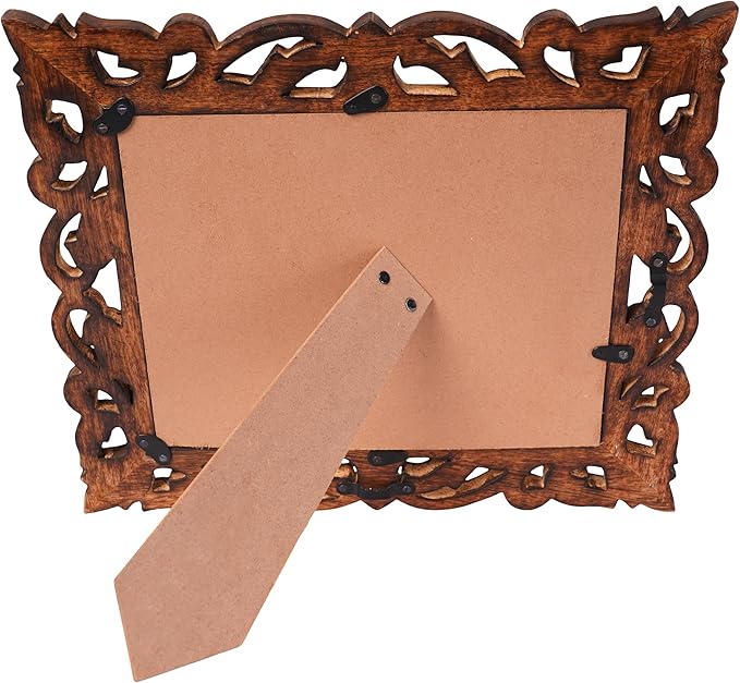 Large Hand Carved Mango Wood Rustic 8x10 Picture Frame with Real Glass - Aesthetic Vintage Wood Frame for Tabletop and Wall Mount Use - Rustic Home Decor Perfect for Your Memories