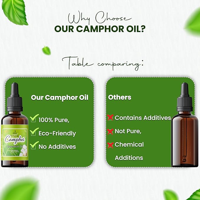 SOUL STICKS Natural Camphor Essential Oil 4 Fl Oz (120ml) 100% Natural Camphor Oil with Glass Dropper for Aromatherapy, Puja, Massage, Skin Care
