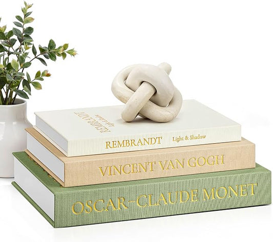 JARLINK Aesthetic Decorative Books, Set of 3 Linen Faux Books for Coffee Table, Bookshelf or Mantle Decor, Stylish Book Storage Boxes for Home Decor, Photo Organization, and Keepsake Storage,Sage
