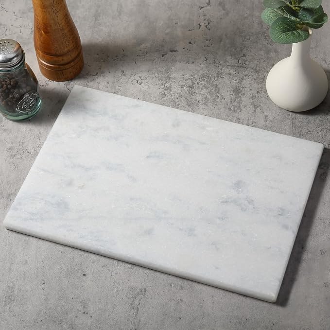 Koville African Natural Marble Cutting Board for Kitchen Pastry Bread, 12" x 8" Genuine Marble Cheese Board Stone Tray for Counter, Bathroom Perfume Tray Jewelry Candle Plate (Namib Fantasy)