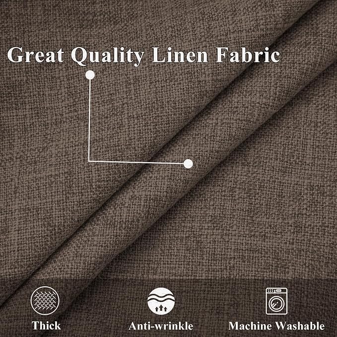 decorUhome Summer Decorative Throw Pillow Covers 18x18 Set of 2 Square Faux Linen Farmhouse Pillow Covers with Stitched Edge Outdoor Neutral Pillow Covers for Couch Sofa Living Room, Chocolate