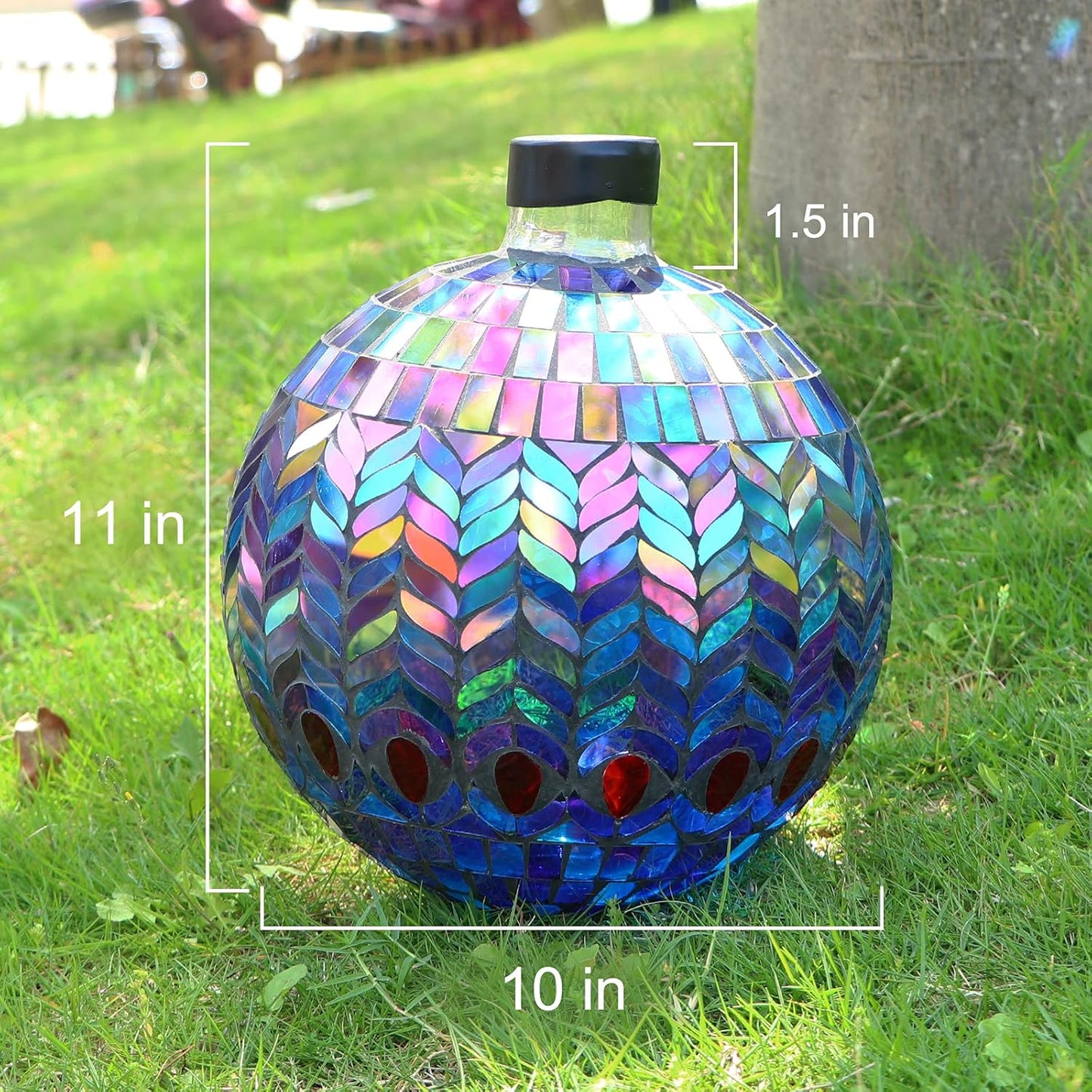 VCUTEKA Gazing Ball, Glass Mosaic Gazing Balls Sphere for Garden Lawn Outdoor Ornament Yard Decorative, 10-Inch, Purple
