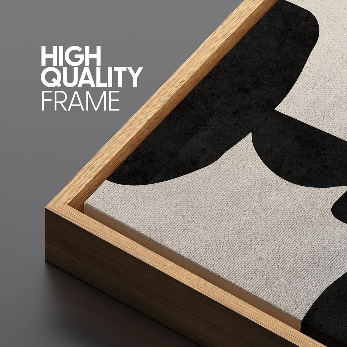 MUDECOR Large Framed Canvas Print Wall Art Modern Abstract Black and White Shapes Antique Retro Fine Art Illustrations Decorative Colorful for Bedroom - 60"x20"