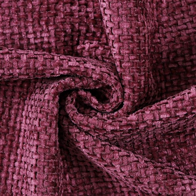 MADIZZ Decorative Chenille Velvet Throw Pillow Covers Set of 2 Soft Boho Textured Neutral Couch Throw Pillow for Bed Modern Farmhouse Home Decor for Sofa Livingroom Burgundy 24x24 Inch Euro Sham