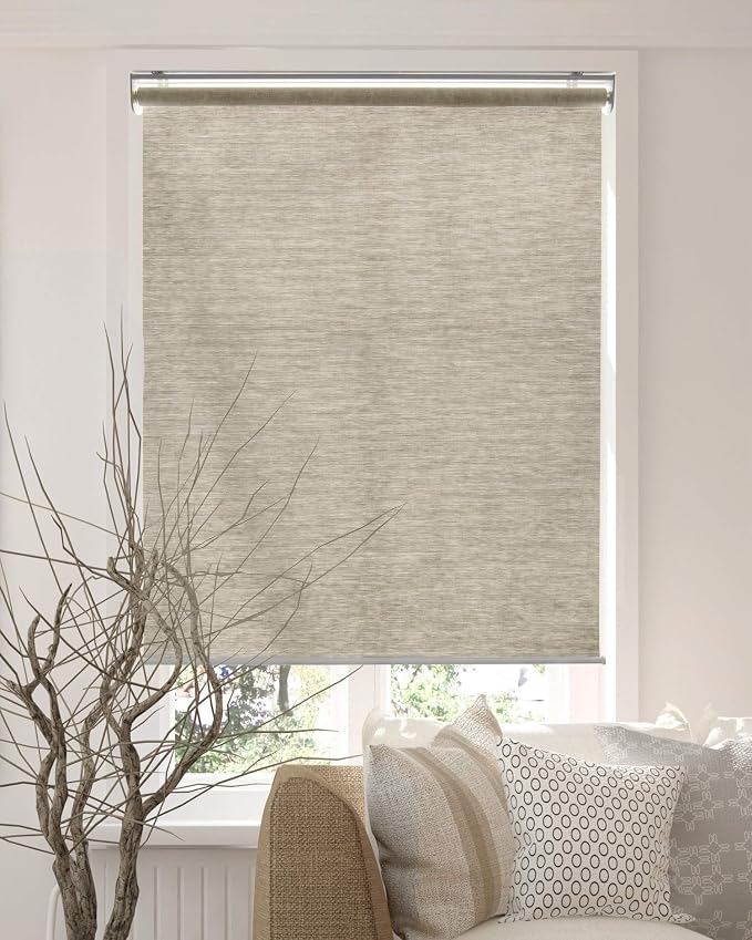 CHICOLOGY Roller Shades , Cordless Blinds , Window Shades for Home , Roller Window Shades , Window Treatments , Door Blinds , Light Filtering Shades , Felton Sand (Natural Woven) , 23"W X 72"H