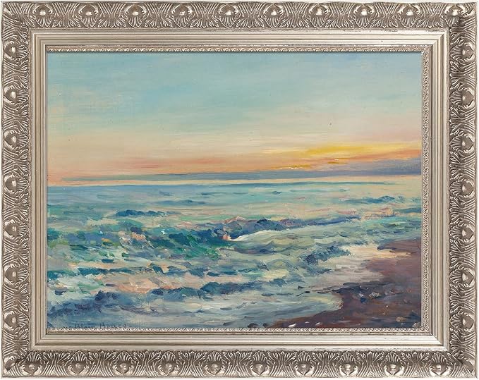 Silver 24x36 Frame for Stretched Canvas Painting Board, 2.4” Wide Baroque Wood Ornate Picture Frame For Home Staircase Hallway Fireplace Decoration (Empty Frame, No Glass Cover&Backboard)