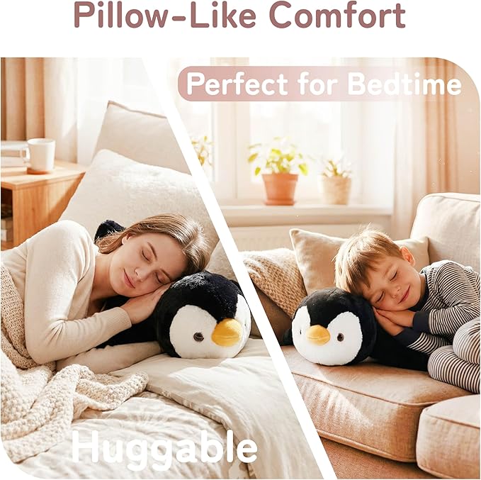 Niuniu Daddy Penguin Weighted Stuffed Animals for Kids & Adults, 24" | 5lb Large Weighted Plushies Pillow for Sleeping and Calming, Cute Lying Plush Toy Huggable Gift for Everyday Comfort