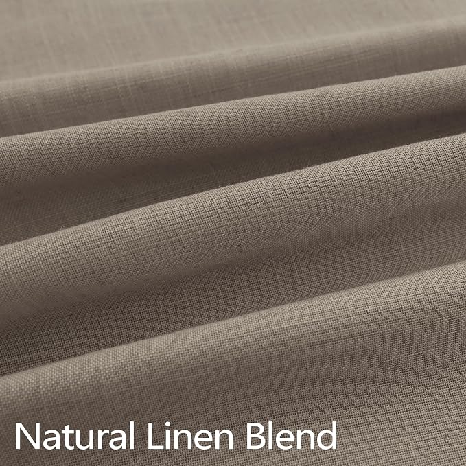 Dark Taupe Curtains 96 Inch Long for Living Room Dining 2 Panel Back Tab Pinch Pleated Linen Drape Semi Sheer Burlap Primitive Neutral Rustic Decor Light Filtering Brown Curtain for Bedroom Cafe Camel