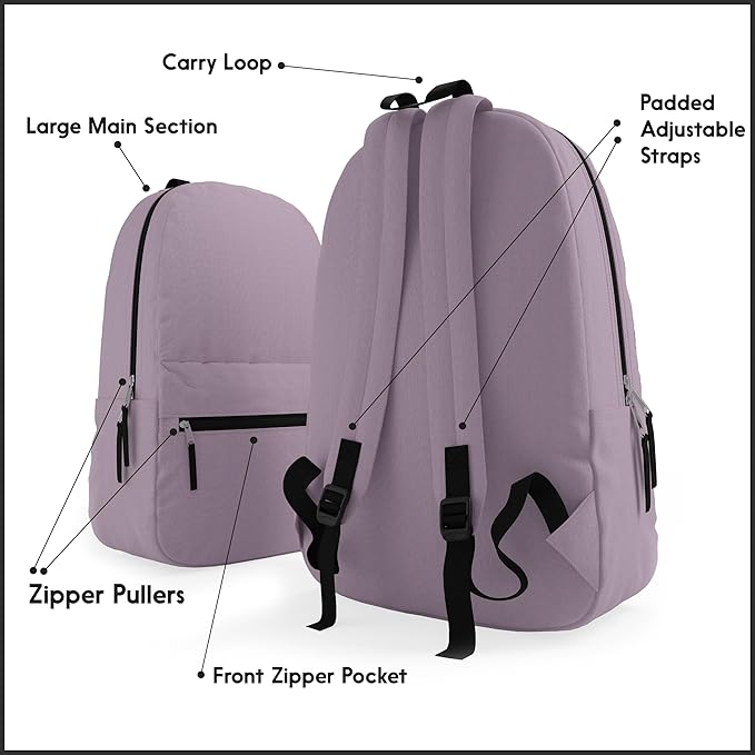 20 Pack Bulk Backpacks, Wholesale 17-Inch Lightweight Bookbags for Kids, Adults, School, Classroom, Travel, Gym Supplies with 1 Large, 1 Small Pocket, Perfect for Events, Corporate Bundles, Black