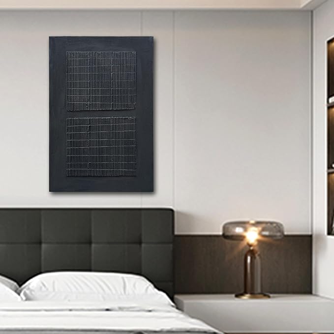 NANKAI Art 36x24 inch Hand-Painted Black Abstract Oil Painting Contemporary Minimalist Canvas Art, Painter's Home Wall Decoration