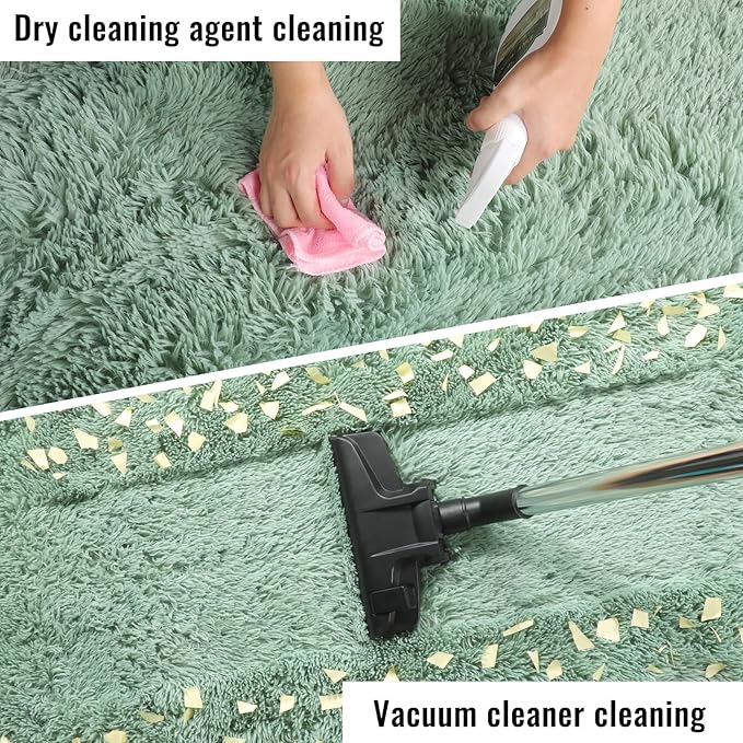 PAGISOFE Sage Green Rugs for Bedroom, 4x6 Ft Rectangle Fluffy Rug Plush Fuzzy Carpet for Kids Room, Green Rug Home Decor Aesthetic,Non-Slip Indoor Rugs for Nursery Room Decor Girls Boys
