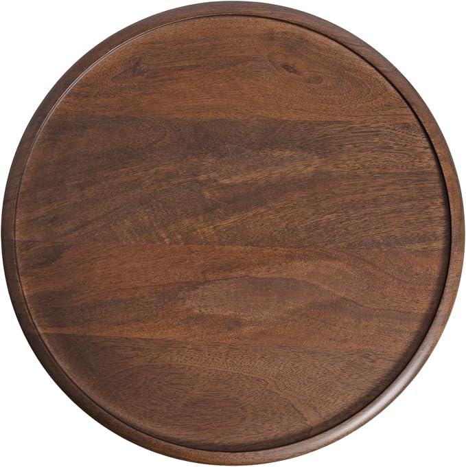 Kate and Laurel Willoughby Modern Wooden Spiraled Round Side Table, 15 x 15 x 24, Walnut Brown, Accent Pedestal End Table with Turned Base for Use as Indoor Plant Stand or Bedroom Nightstand Option