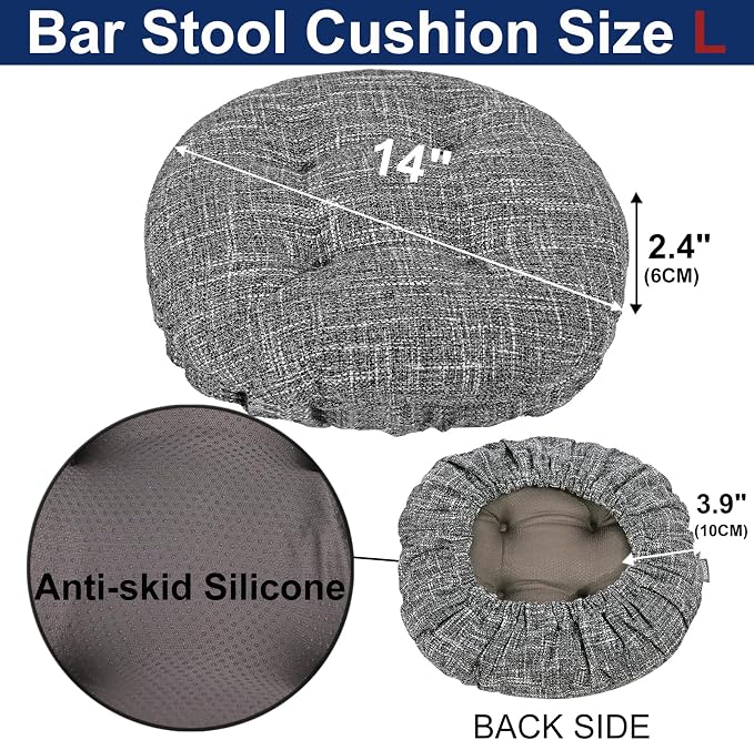 SINOSSO Modern Bar Stool Cushion Dia.14, Fashion Interweaving Design Anti-Skid Silicone Round Stool Seat Cushion Cover Padded (Light Gray, L,1)