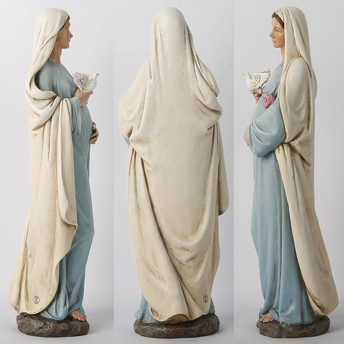 BC Catholic Expectant Mary Mother Statue, 12.8" H Blessed Virgin Mary Figure, Pregnant Mary for Pregnant Mom Gift, Inspirational Home décor of Peace Love Hope, Handpainted by Buildclassic