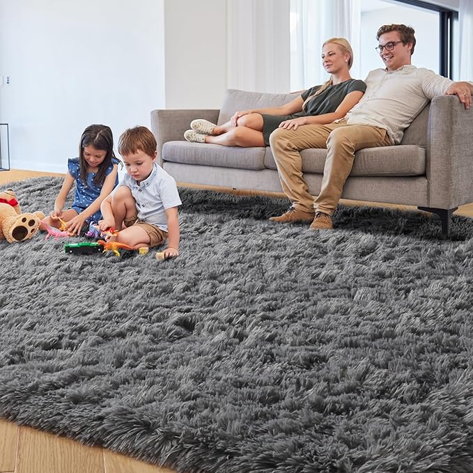 PAGISOFE Grey Area Rugs for Living Room Bedroom Rug 5x8 Rugs Soft Plush Fluffy Rug for Dorm Room Classroom Home Office Nursery Thick Indoor Carpet Fuzzy Modern Farmhouse Rugs Kids Playroom