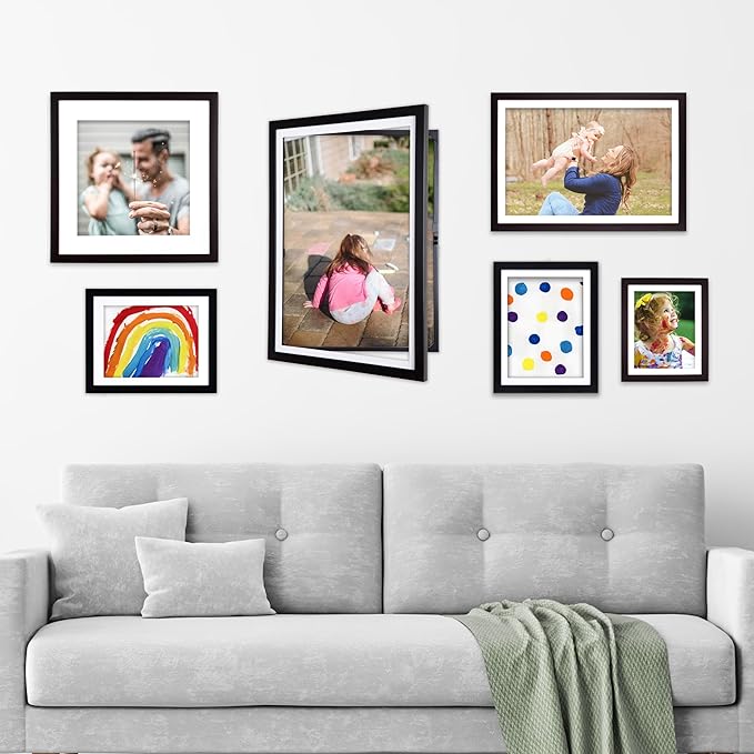Dynamic Frames Li’l Davinci Art Cabinet, Stores up to 50 Pieces of 9x12 inch Art, Outer Wooden Frame 11.75 x 14.75 inches, Kids Art Frame, Front Opening, Universal Hanging, Black