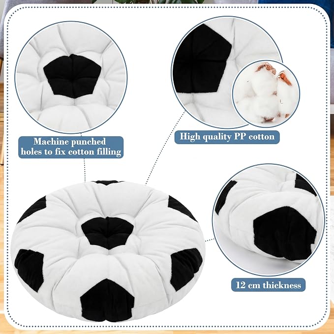 Funnymoom Soccer Party 2026 Decorations 35 Inch Extra Large Soccer Ball Floor Cushion Round Meditation Floor Cushion World Party Pillows Seating Sports Gifts for Adults for Reading Yoga Room Decor