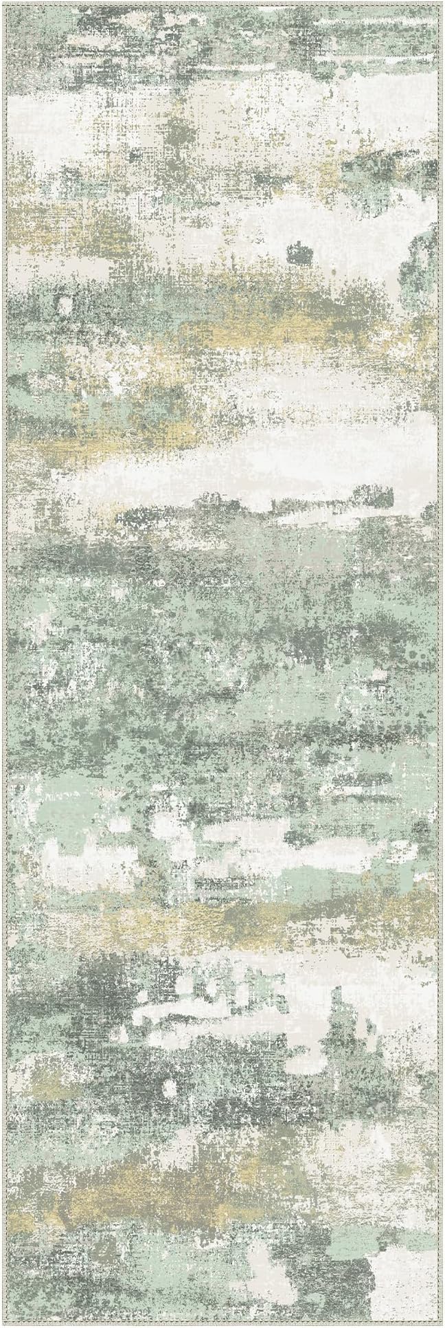 BEIMO Runner Rug for Hallway Kitchen, 2x10 Machine Washable Runners Rug for Entryway, Light Green Soft Modern Abstract Throw Rugs, Low Pile Floor Carpet with Non Slip Backing