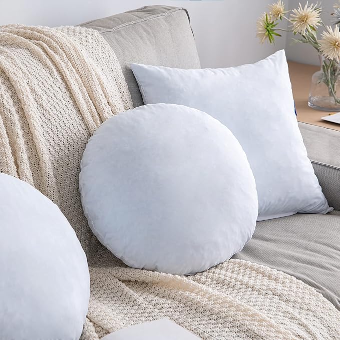 MIULEE 18 Inch Round Pillow Insert, Floor Pillow Memory Foam Circular Cushion Decorative Throw Pillow Stuffer Lumbar Sham Forms for Couch Bed Sofa Meditation