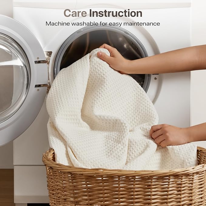 Madison Park 100% Cotton Blanket, Trendy Woven Waffle Weave Design, All Season, Lightweight, Breathable, Soft and Cozy Casual Summer Cover, for Bed, Couch and Sofa, Twin(66 in x 90 in), Ivory