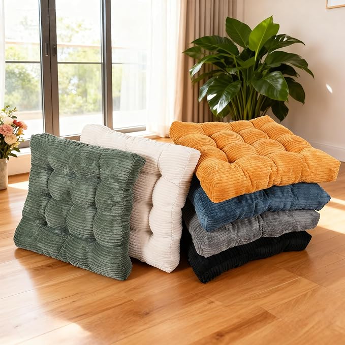 Meditation Floor Pillow Set of 2,Memory Foam Meditation Cushion for Adults Sitting, Large Square Thickened Seat Cushions for Yoga, Tatami Living Room (2, Black)