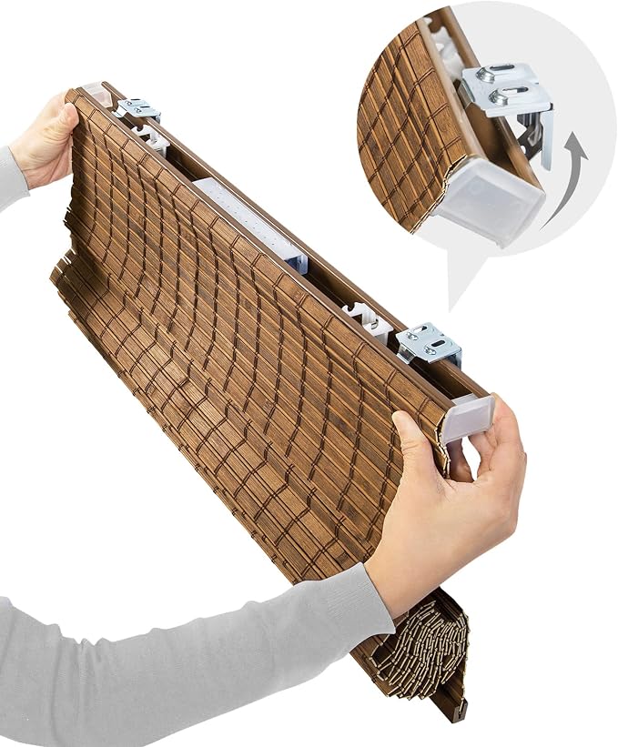 CHICOLOGY Bamboo Roman Shade, Cordless Light Filtering Woven Wood Window Treatment for Living Room, Dining Room, Kitchen & Office, Natural Bamboo Blinds for Boho Coastal Decor, Pinecone, 36"W x 64"H