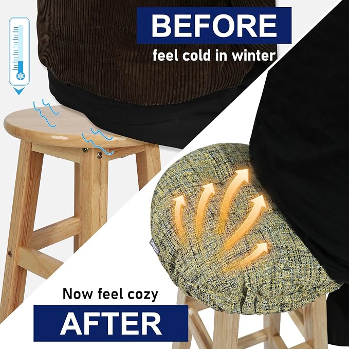 SINOSSO Modern Bar Stool Cushion Dia.14, Fashion Interweaving Design Anti-Skid Silicone Round Stool Seat Cushion Cover Padded (Yellow, L,1)